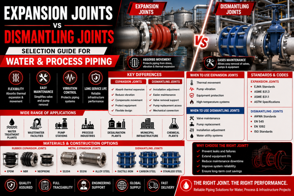 Expansion Joints vs Dismantling Joints: Selection Guide for Water and Process Piping