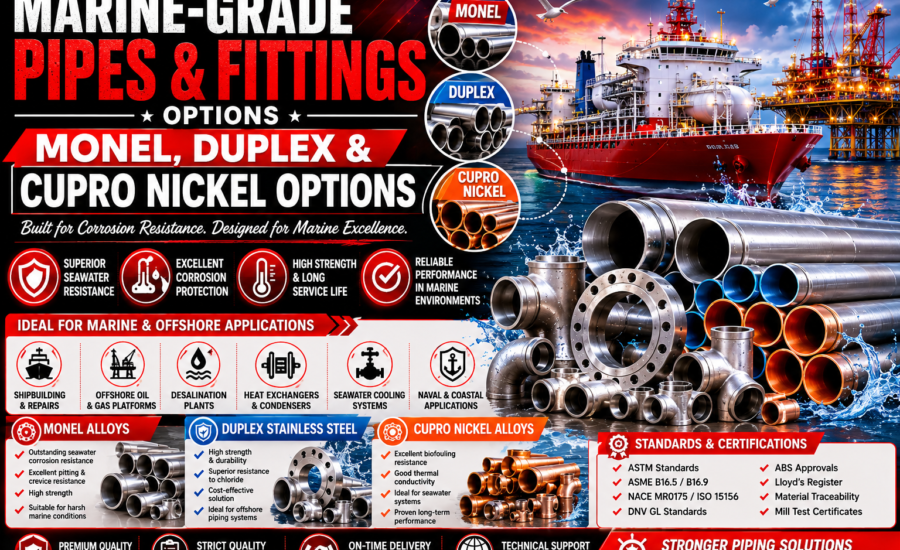 marine grade pipes and fittings , monel , duplex and cupro nickel