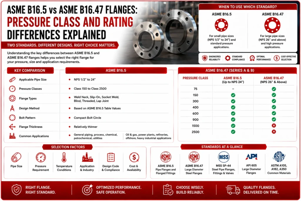 ASME B16.5 vs ASME B16.47 Flanges: Pressure Class and Rating Differences Explained