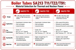 Boiler Tubes SA213 T11/T22/T91: Material Selection for Thermal and Nuclear Power