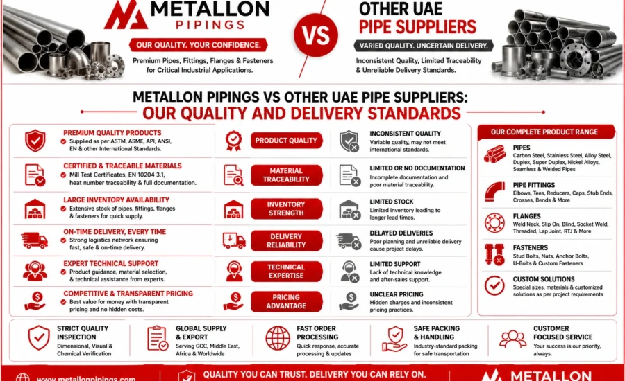 Metallon Pipings vs Other UAE Pipe Suppliers: Our Quality and Delivery Standards