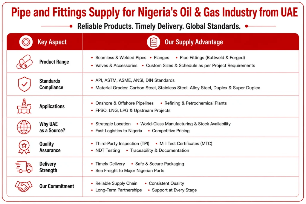 Pipe and Fittings Supply for Nigeria's Oil & Gas Industry from UAE