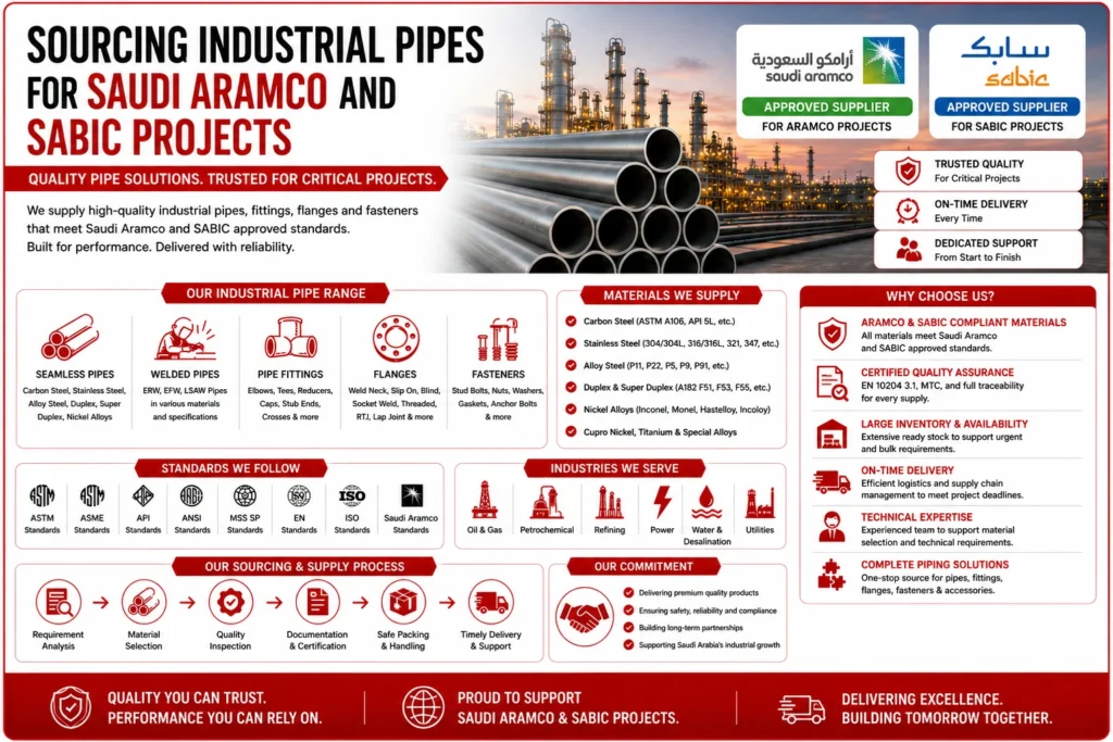 Sourcing Industrial Pipes for Saudi ARAMCO and SABIC Projects