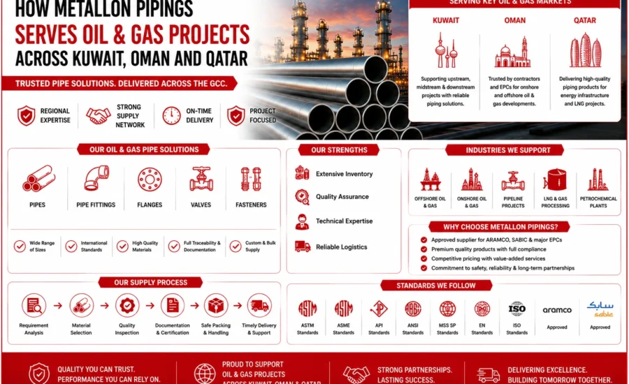 How Metallon Pipings Serves Oil & Gas Projects Across Kuwait, Oman and Qatar