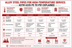 Alloy Steel Pipes for High-Temperature Service: ASTM A335 P5 to P91 Explained