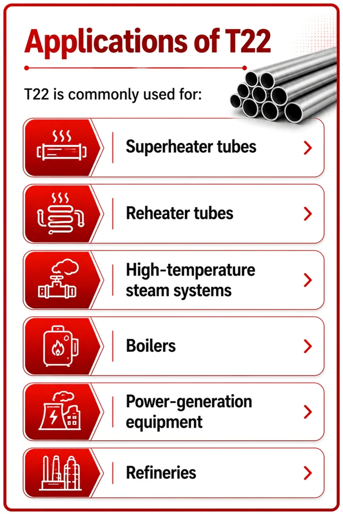 Application of T22 Boiler Tubes